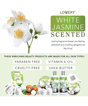 Fathers Day Bath and Body Gift Basket - White Jasmine Scented Home Spa Set for Women & Men | 14 Piece Set with Bath Bombs, Body Lotion, Rose Soaps, and Cosmetics Bag - Buy Online on SooperMarket.com