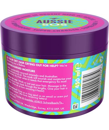SOS Hair Mask with Australian Jojoba Seed Oil & Superfoods 450ml - Vegan, Supercharged Moisture for Hair Rescue - Buy Online on SooperMarket.com
