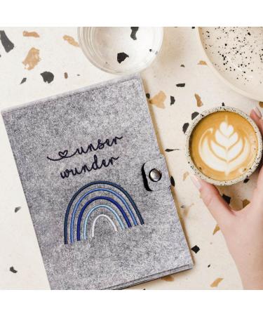 Cozy Racoon Mother Pass Cover - Handcrafted Felt Rainbow Blue | Made in Germany | Ideal Gift for Expecting Moms with Pockets for Insurance Card & Ultrasound Images - Buy Online on SooperMarket.com