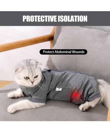 HEYWEAN Cat Recovery Suit After Surgery E-Collar Alternative Pet Medical Surgical Shirt Breathable Home Long Sleeve Cat Clothing L (Pack of 1) Grey - Buy Online on SooperMarket.com