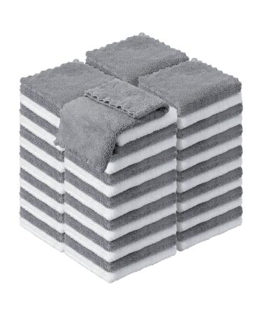 50 Pcs 12 x 12 Inches Hand Towels Quick Drying Microfiber Coral Velvet Highly Absorbent Towels Washcloths Soft Absorbent Face Towel Coral Fleece Wash Cloths for Hotel Bath Bathroom Baby Spa Gray White