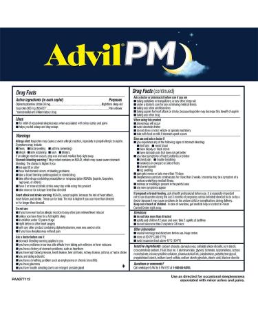 Advil PM Pain Reliever/Nighttime Sleep Aid - 200 Coated Caplets - Buy Online on SooperMarket.com