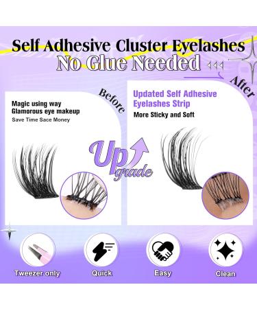 Buy Wiwoseo Self Adhesive Eyelashes | Pre-Glued Cluster Extensions | Waterproof D Curl Lash Clusters - No Glue Needed - Buy Online on SooperMarket.com