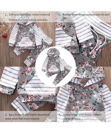 TMEOG Baby Hooded Sweatshirt and Pants Set - Floral Grey (3-6 Months) - Buy Online on SooperMarket.com