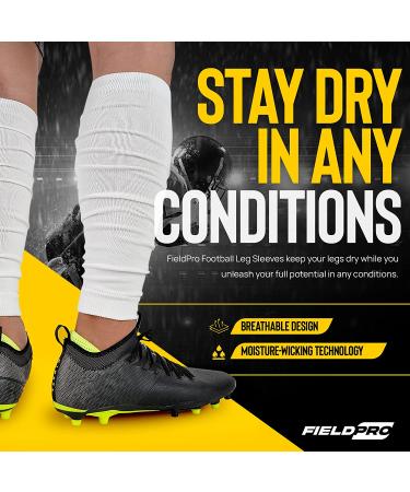 FieldPro Football Leg Sleeves - 2 Pairs | Adult & Youth Sizes | 6 Colors Available | Calf Compression for Men | Medium Size in Black/White - Buy Online on SooperMarket.com