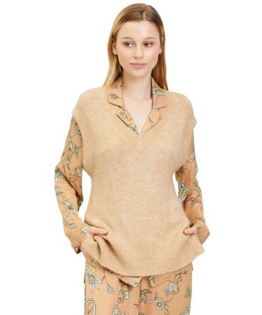 Tamaris Women's Balve Sweater Vest 16 UK Iced Coffee