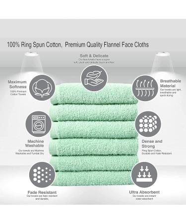 Premium 100% Cotton Washcloth Set - Aqua Mint (12 Pack) | Highly Absorbent Facial Fingertip Towels for Bathroom by SIMPLY LOFTY - Buy Online on SooperMarket.com