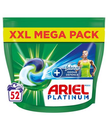 Ariel Platinum PODS Washing Liquid Laundry Detergent Capsules 52 Washes Touch Of Febreze Odour Defence Extra Stain & Odour Removal