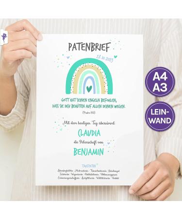 Fairy Dust Sponsor Letter for Baptism | Personalizable Baptismal & Sponsor Certificate | Perfect Baptism Gift for Godfather & Sponsored Child | Unique Rainbow Design - Buy Online on SooperMarket.com