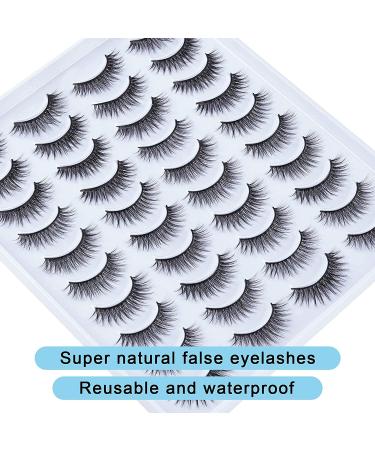 20 Pairs Natural Faux Mink False Eyelashes | Handmade & Reusable | Fluffy Volume Long Thick Lashes | 12mm | Pack of 1 - Buy Online on SooperMarket.com