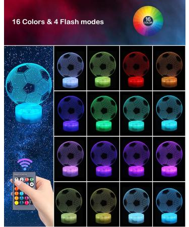 3D Football Night Light for Kids - Remote Control & 16 Colors | Perfect Football Gifts for Young Girls & Sports Fans - Buy Online on SooperMarket.com