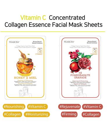MEAROSA Vitamin C Collagen Essence Face Mask - 8 Pack | Korean Skin Care | Premium Quality - Buy Online on SooperMarket.com
