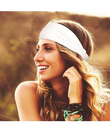 Lace Elastic Headbands Set - 10 Pieces Boho Bandana Hair Accessories for Women and Girls in 10 Colors - Buy Online on SooperMarket.com