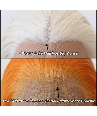 Orange Lace Front Wig - Long Straight Synthetic Hair for Black Women - Heat Resistant Fiber - Cosplay and Daily Wear - Buy Online on SooperMarket.com