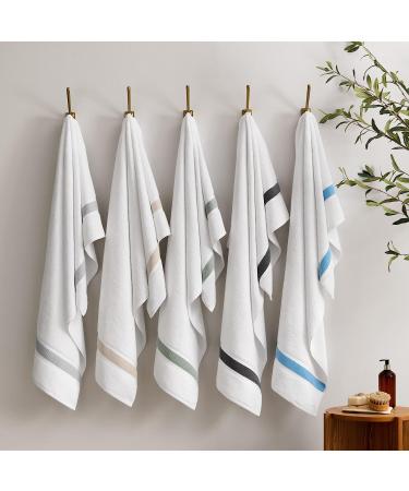 Aston & Arden Aegean Striped Turkish Hand Towels - Set of 4, 600 GSM, Eco-Friendly Cotton Blend, Weathered Grey - Buy Online on SooperMarket.com