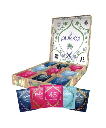 Pukka Herbs | Relax Herbal Tea Selection Box  | 9 Flavours | 45 Sachets  | Lavender Tea | Chamomile Tea | Relaxing Gift | Organic Herbal Tea Relax Box