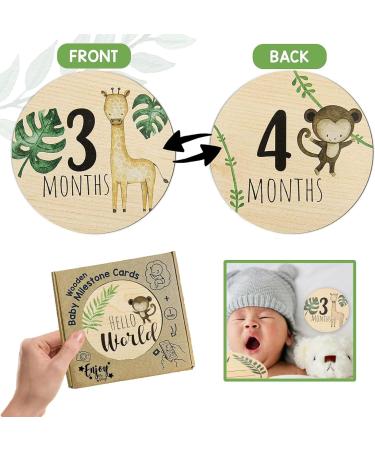 7pcs Wooden Baby Monthly Milestone Cards | Double Sided Newborn Welcome Sign | Baby Milestone Stickers for Boy and Girl - Buy Online on SooperMarket.com