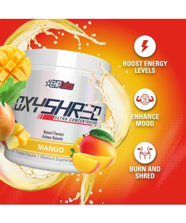 EHPlabs OxyShred Thermogenic Pre Workout Powder & Shredding Supplement - Preworkout for Men & Women Sugar Free Energy Powder with 150mg of Caffeine - Mango 60 Servings - Buy Online on SooperMarket.com