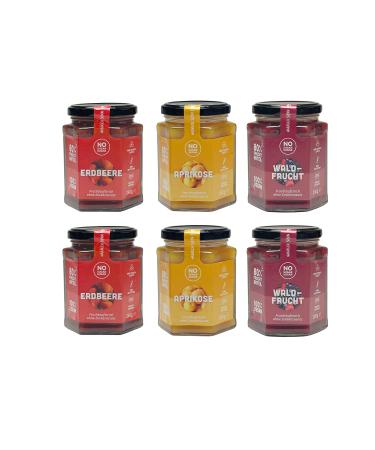 No Sugar Sugar fruit spread tried strawberry forest fruit apricot without sugar additive at least 80% fruit content with erythritus and stevia |Brot spread made in the EU (2x 260g each) 260 g (6 Pack)