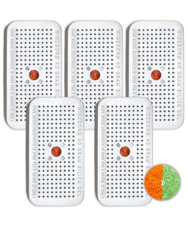 Wisesorb 40 Gram Pack of 5 Silica Gel Canister Gun Safe Dehumidifiers (Orange to Green) Reusable Desiccant Moisture Absorber for Car Closet