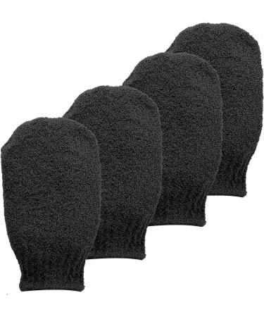 Sibba 2 Pairs Exfoliating Gloves - Body Scrubber for Shower Bath Tan Removal & Keratosis Pilaris - Exfoliating Mitt for Removing Dirt and Dead Skin (Black) - Buy Online on SooperMarket.com