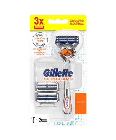 Gillette SkinGuard Flexball Razor Men Clinically Tested for Sensitive Skin Razor + 3 Razor Blades