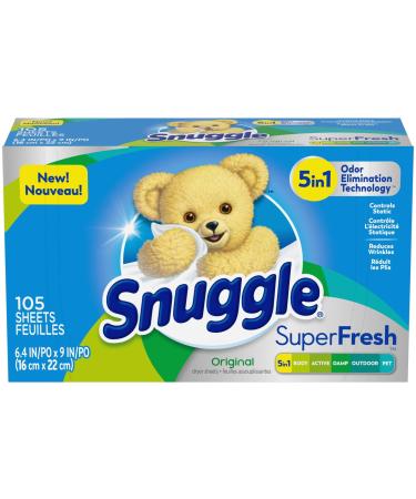 SuperFresh Original Fabric Softener Dryer Sheets - 5-in-1 Odor Eliminating Technology Static Control 105 Sheets 1 Pack 1 Count (Pack of 105)