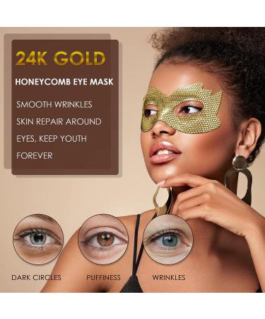 24k Gold Eye Masks - Under Eye Patches for Dark Circles and Puffiness - Honeycomb Eye Treatment Mask - Skincare for Adults Women Men Kids - 8 PCS - Buy Online on SooperMarket.com
