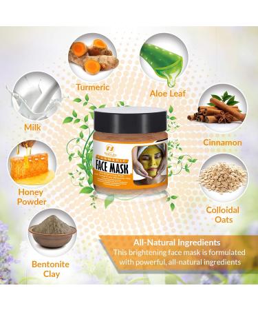 Natrulo Turmeric Face Mask - All-Natural Skin Brightening & Detox Clay Mask for Acne Treatment - Boosts Circulation & Removes Toxins - Shop Internationally - Buy Online on SooperMarket.com