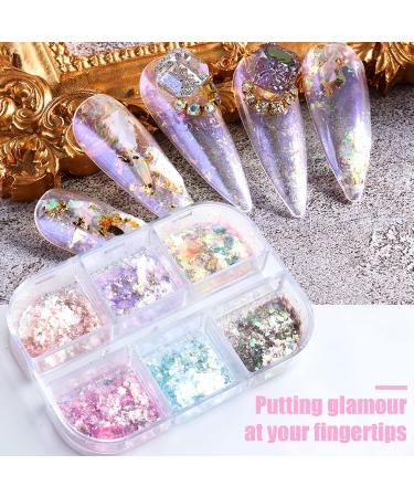 Holographic Mermaid Nail Art Glitter Sequins - 50g Irregular Aurora Opal Flakes for Nail Decoration - Buy Online on SooperMarket.com