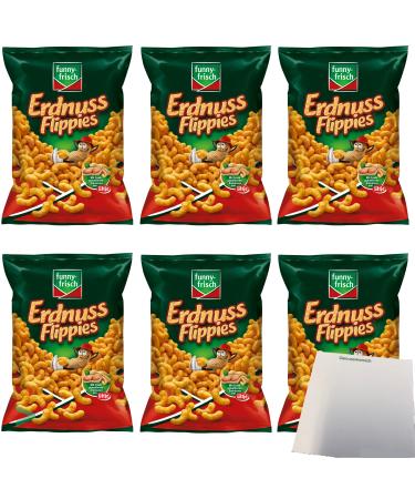 Funny Fresh Peanut Flippies Flips Classic Snacks 6-pack (6x200g bags) + usy Block