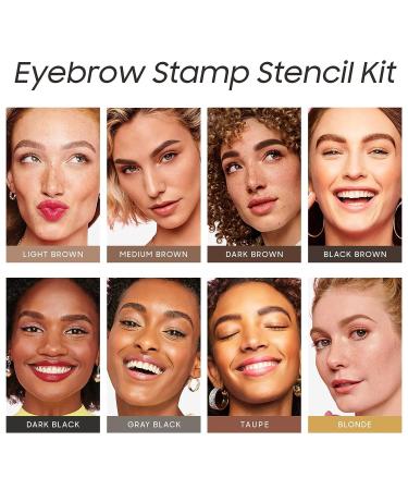 Eyebrow Stamp Stencil Kit - Beginner-Friendly 1 Step Brow Stencil & Stamp Set | Long-Lasting, Smudge-Proof & Waterproof | 24 Reusable Shapes | Dark Black - Buy Online on SooperMarket.com