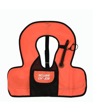 Scuba Choice Kids Snorkel Vest with Front Pocket & Whistle, Orange
