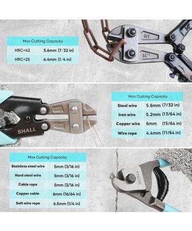 SHALL 3-Piece Bolt Cutter Kit 14" Heavy Duty Bolt Cutter 8" Wire Cutter 8" Wire Rope Cutter Ergonomic Handle Security Lock More Efficient Leverage & Adjustable Opening Carrying Case Included - Buy Online on SooperMarket.com
