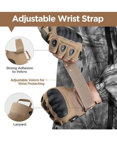 Mossy Oak Fingerless Tactical Gloves with Hard Knuckle - Tan, Large - Buy Online on SooperMarket.com
