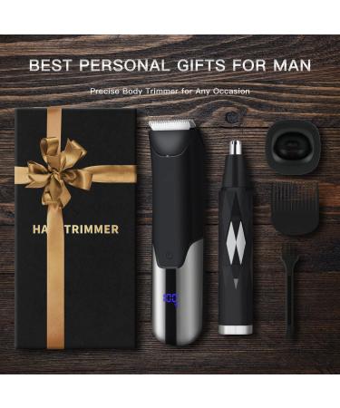 Pub Hair Cutter for Men & Women | Waterproof Electric Body Razor with LED Display | Nasal & Ear Hair Trimmer | 2-Piece Black Personal Grooming Kit - Buy Online on SooperMarket.com