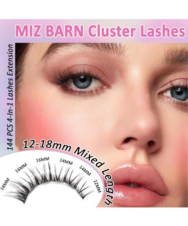 MIZ BARN Lash Clusters - 144pcs D Curl Eyelash Extensions (12-18mm) | Fluffy False Lashes for DIY at Home - Buy Online on SooperMarket.com