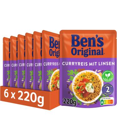 BEN'S ORIGINAL Ben's Original Express Rice Curry Rice with Lentils (6 x 220 g) Curry Rice with Lentils 220 g (pack of 6)