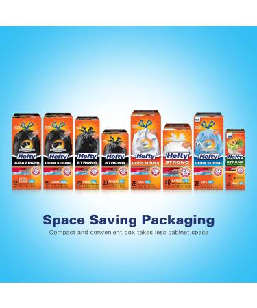 Hefty Garbage Bags Ultra Strong Tall 50 Litres White Kitchen Drawstring Arm & Hammer odour neutralizer 28 Bags - Buy Online on SooperMarket.com