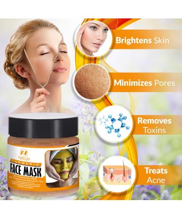Natrulo Turmeric Face Mask - All-Natural Skin Brightening & Detox Clay Mask for Acne Treatment - Boosts Circulation & Removes Toxins - Shop Internationally - Buy Online on SooperMarket.com