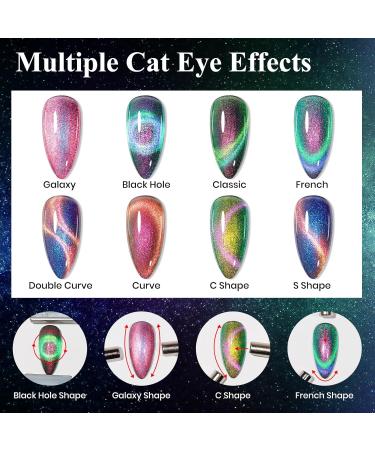 MIZHSE 9D Cat Eye Gel Nail Polish Set - 6 Colors with 2 Magnetic Sticks | Chameleon Galaxy Effect | Soak Off Nail Art Gift for Ladies - Buy Online on SooperMarket.com