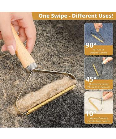 Pet Hair Remover & Lint Cleaner Pro - 2 Pack | Carpet Rake, Fabric Shaver | Dog & Cat Hair Removal Tool | Natural Wood Color - Buy Online on SooperMarket.com