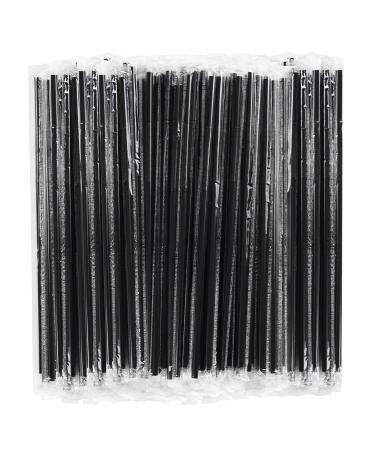200 Pcs Individually Packaged Black Plastic Extra Long Flexible Disposable Drinking Straws.(0.23'' diameter and 10.2" long) (Black) 200 Pcs black