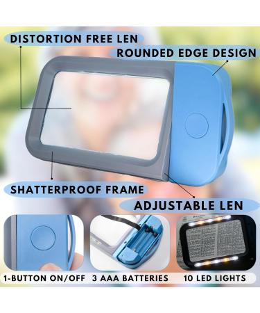 VOCA Magnifying Glass with Light 3X Large Rectangle Reading Magnifier with 10 LEDs for Seniors with Macular Degeneration Newspaper Books Small Print for Low Visions (Blue) - Buy Online on SooperMarket.com