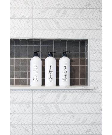 Alora 16oz Reusable Shampoo and Conditioner Bottles - Set of 3 - White - Easy to read Lettering - Pump Bottle Dispenser for Shampoo Conditioner Body Wash - Empty Plastic Refillable Containers Set of 3 White - Buy Online on SooperMarket.com