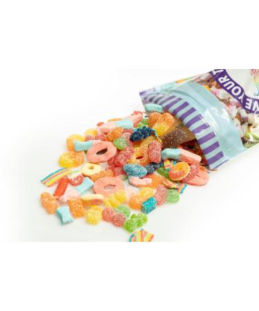 Large 1kg Retro Pouch of Classic Sour & Fizzy Sweet Assortment Pick n Mix Sweets Gift Bag - Large Pouch of Sour Fizzy Chewy Gummy Candy Jelly Treats Selection