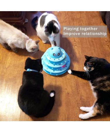 UPSKY 3-Level Cat Toy Roller Turntable with Colorful Balls - Interactive Fun for Kittens - Blue - Buy Online on SooperMarket.com