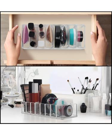 Kurtzy Transparent Acrylic Eyeshadow Makeup Organizer - 2-Piece Set with 8 Compartments for Makeup Storage & Desk Organization (21.5 x 8.5cm) - Buy Online on SooperMarket.com