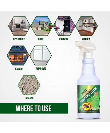 16oz Spritz Rodent Repellent with Peppermint Oil - USA Made Non-Toxic Solution for mice, Rats, Raccoons, Ants and More - 1 Count Pack - Buy Online on SooperMarket.com