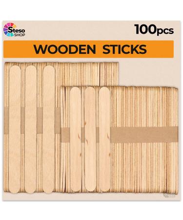 Popsicle Stick for Craft Supplies Sticks - Premium Quality 100 pcs Assorted Size - Popsicle Mixed Sizes Assorted Jumbo Multi Mini Large Wood Strips - Craft for Kids  Popsicle Sticks 2 sizes x 100pcs